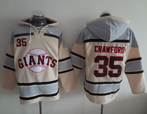 Giants #35 Brandon Crawford Cream Sawyer Hooded Sweatshirt MLB Hoodie - Click Image to Close